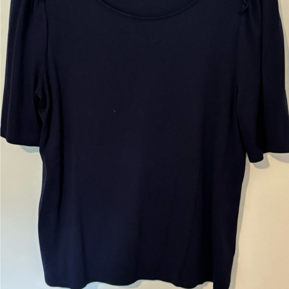 Talbots Navy Short Sleeve Scoop Neck Top